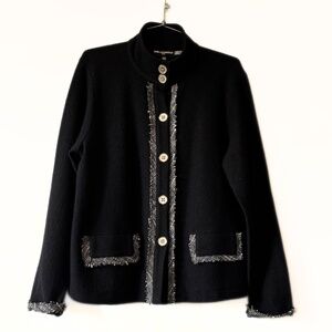 Karl Lagerfeld Paris Lightweight Wool Blend Black & White Jacket Size M